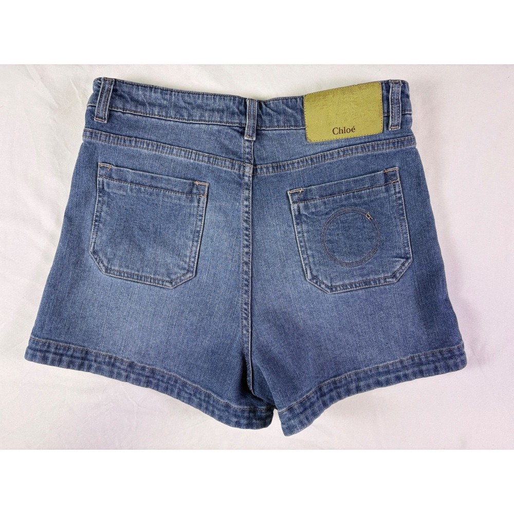 Chloe Denim Jean Shorts Size 38 6 High Rise Italian Luxury Coastal Preppy Euro - Picture 6 of 6